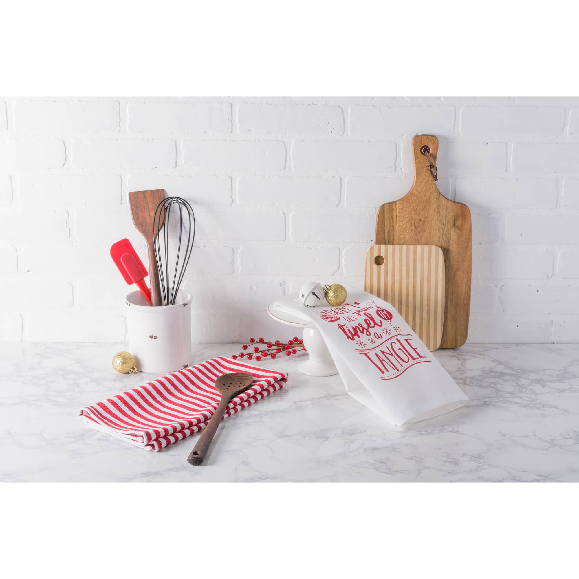 DII® Assorted Tinsel In A Tangle Holiday Printed Dishtowel Set